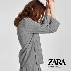 Zara Glen Plaid Button Detail Top